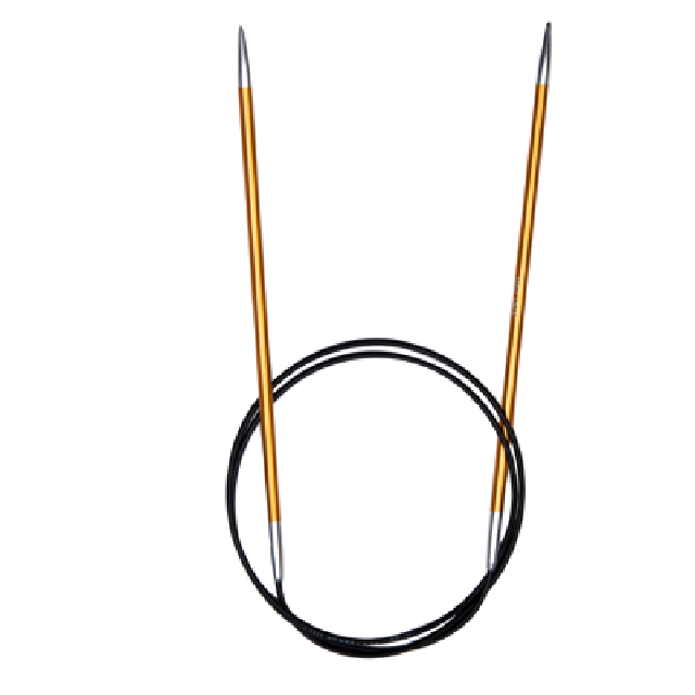 Fixed Circular Knitting Needle - Alminium/Gold - 3.0mm/80cm by Lana Grossa