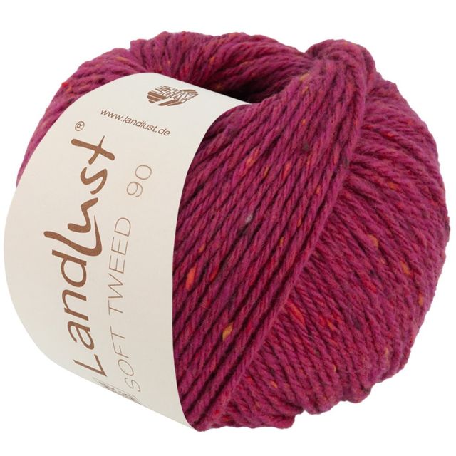 Landlust Soft Tweed 90 - Virgin Merino Wool Yarn - Raspberry Pink Col. 19 50g Skein by Lana Grossa