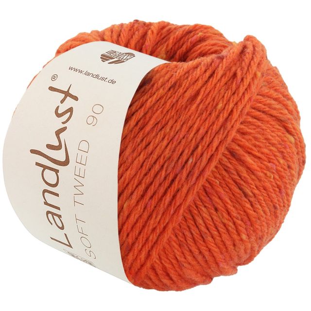 Landlust Soft Tweed 90 - Virgin Merino Wool Yarn - Deep Orange Col. 24 50g Skein by Lana Grossa