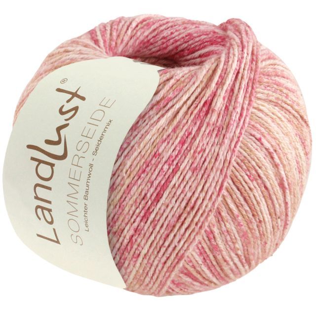 LANDLUST SOMMERSEIDE -Silk/Cotton Yarn - Pink/Beige Col. 125 - 50g Skein by Lana Grossa