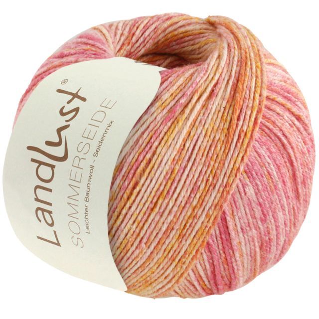 LANDLUST SOMMERSEIDE -Silk/Cotton Yarn - Rose/Orange Col. 126 - 50g Skein by Lana Grossa