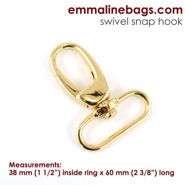 Swivel Snap Hook: 38mm (1.5") 2-pack - Gold