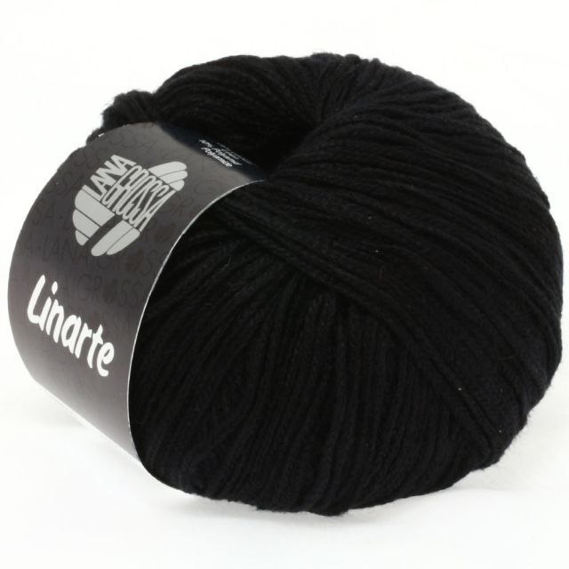 LINARTE -Modern Cotton/Linen Yarn - Black Col. 18 - 50g Skein by Lana Grossa