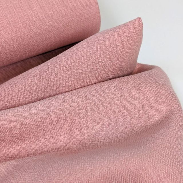 Linen Cotton Blend Herringbone Woven - Made in Italy - Rose