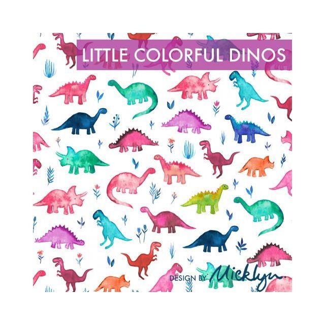 Organic Jersey Knit - Little Colorful Dino - Rebecca Reck