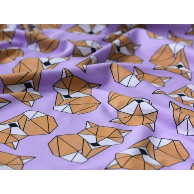 Cozy Foxes on Jersey by Lycklig Design - Lilac/Cinnamon
