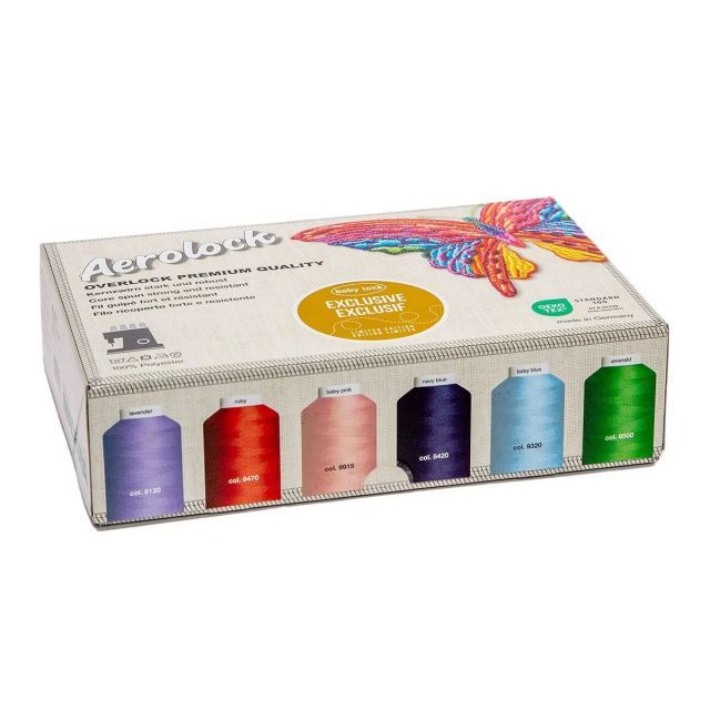Madeira - Aerolock Mini King Serger Thread Box 24 1320 Yd Cones 6 Colors - Baby Lock Exclusive
