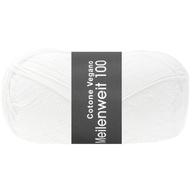 MEILENWEIT COTONE VEGANO - Cotton Blend Sock Yarn - WhiteCol.016 - 100g Skein  by Lana Grossa