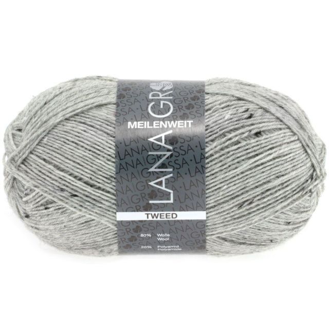 Meilenweit 4-ply Tweed - Virgin Wool/Polyamide- Grey col.110100g Skein by Lana Grossa
