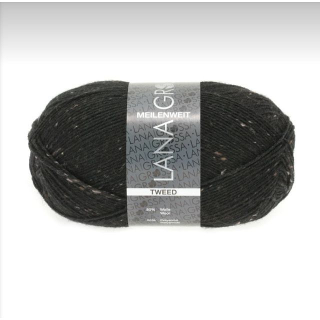 Meilenweit 4-ply Tweed - Virgin Wool/Polyamide- Black col.126 -100g Skein by Lana Grossa
