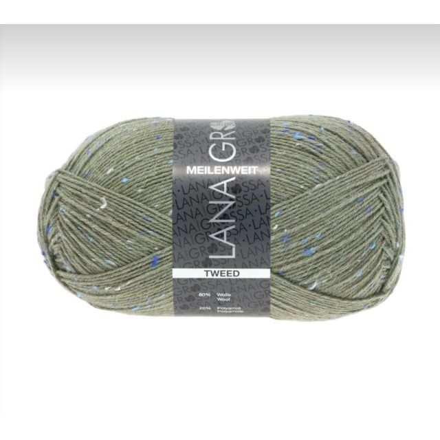 Meilenweit 4-ply Tweed - Virgin Wool/Polyamide- Green Grey col.155 -100g Skein by Lana Grossa