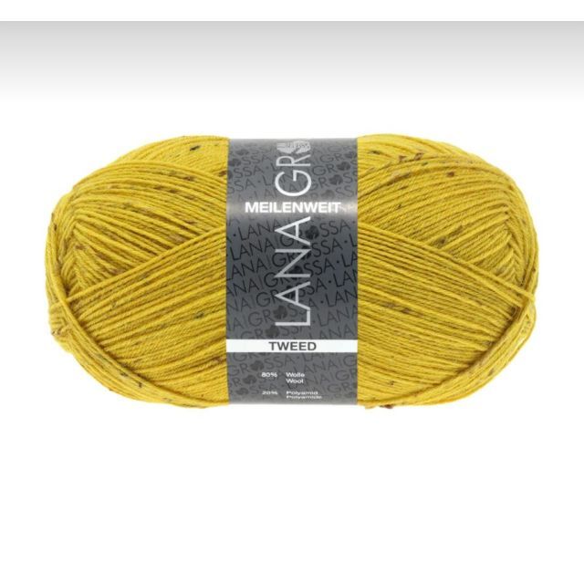 Meilenweit 4-ply Tweed - Virgin Wool/Polyamide -  Mustard Yellow col.157 -100g Skein by Lana Grossa