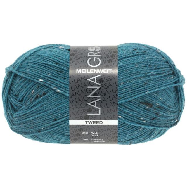 Meilenweit 4-ply Tweed - Virgin Wool/Polyamide- Petrol col.159 100g Skein by Lana Grossa