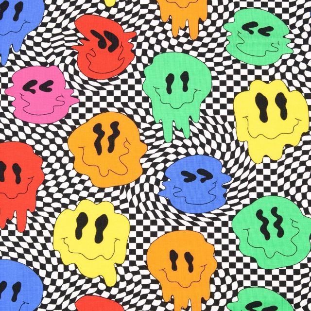 Jersey - Melting Smiley Face on Check