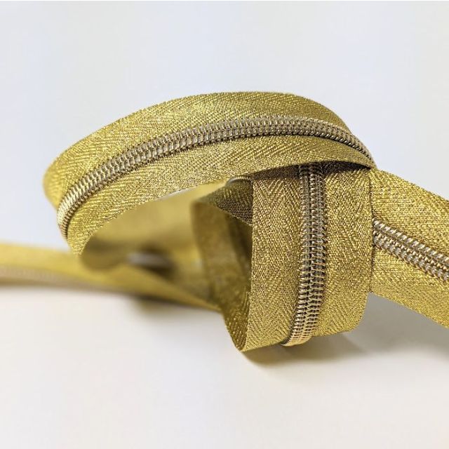 Mimitrim Zipper Nylon Coil Size #5 Gold Tape with Gold Coil  -  3 Meter Pack