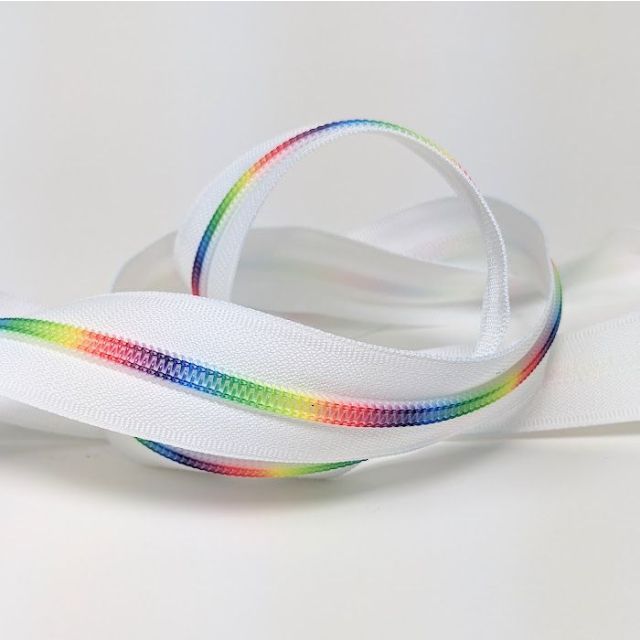 Mimitrim Zipper Nylon Coil Size #5 White Tape with Blurred Rainbow Coil -  3 Meter Pack