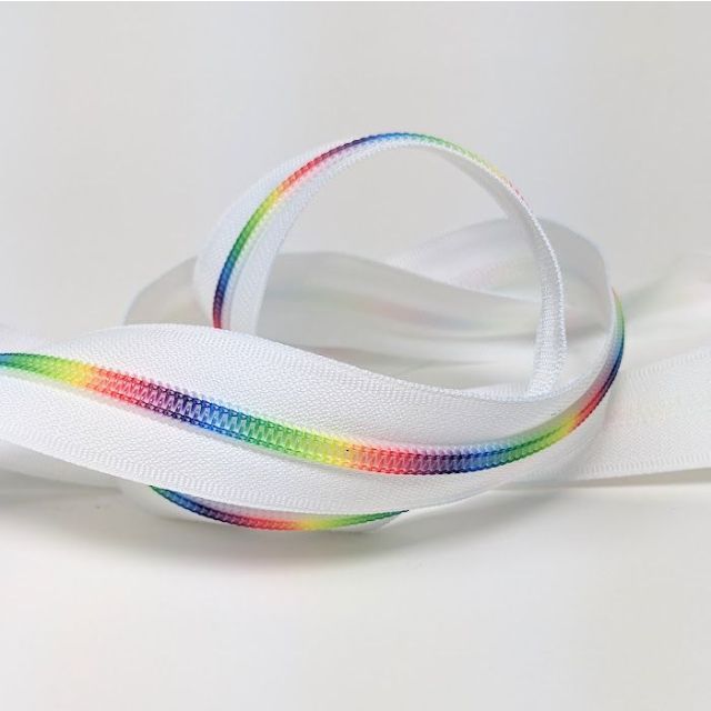 Mimitrim Zipper Nylon Coil Size #5 White Tape with Blurred Rainbow Coil -  3 Meter Pack
