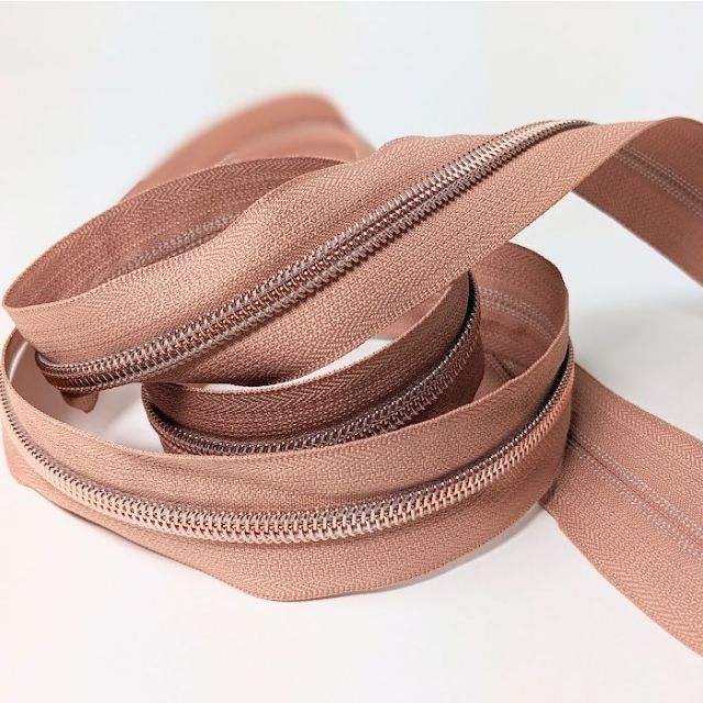 Mimitrim Zipper Nylon Coil Size #5 Rosegold Tape with Rosegold Coil  -  3 Meter Pack
