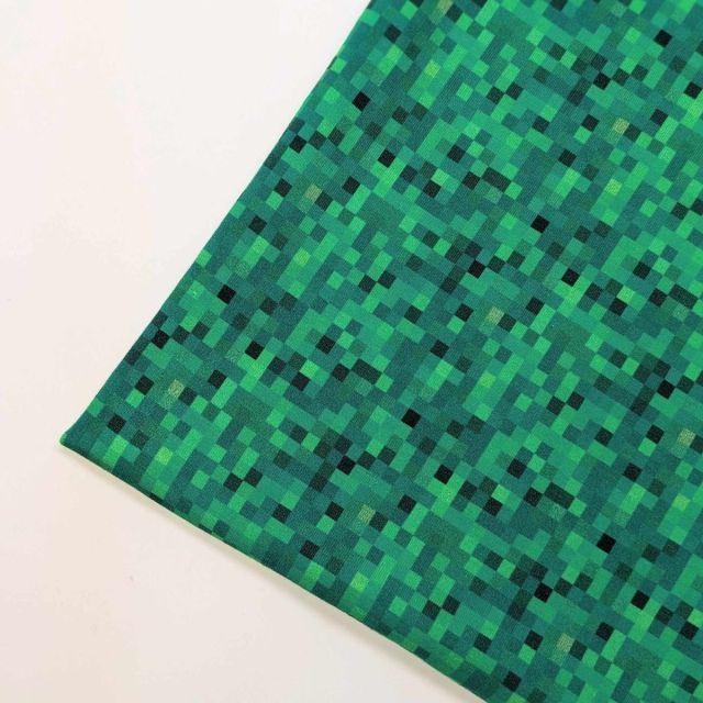 READY TO SEW - Green Pixels - French Terry - Approx 200cm Precut and Prewashed