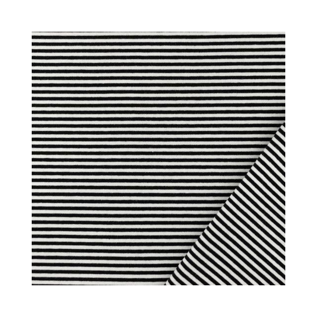 Yarn Dyed Mini Stripes 3mm - Black and White (col.1132)