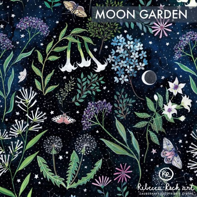 Organic Jersey Knit - Moon Garden by Rebecca Reck