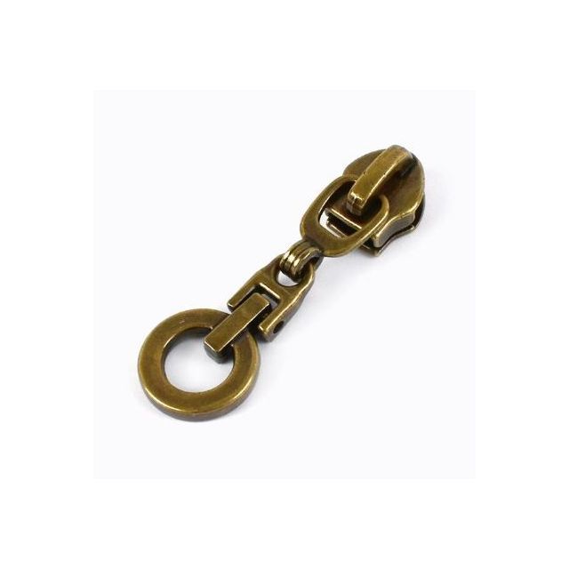 Zipper Pull #5 - Bold Circle - Antique Brass (Set of 5)