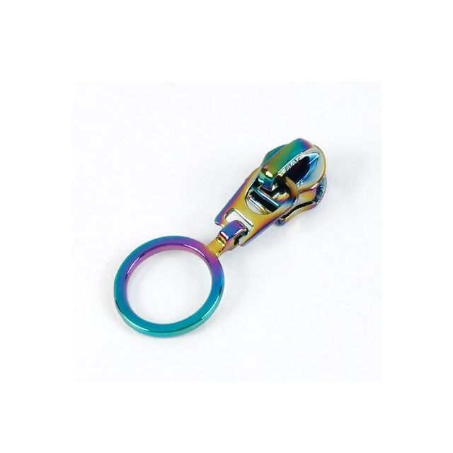 Zipper Pull #5 - Small Circle approx. 15mm - Rainbow (Set of 5)