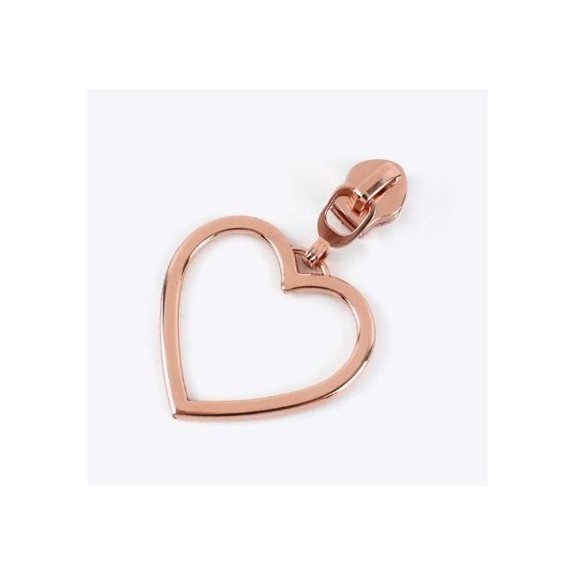 Zipper Pull #5 - Large Heart approx. 30mm - Rosegold (Set of 5)