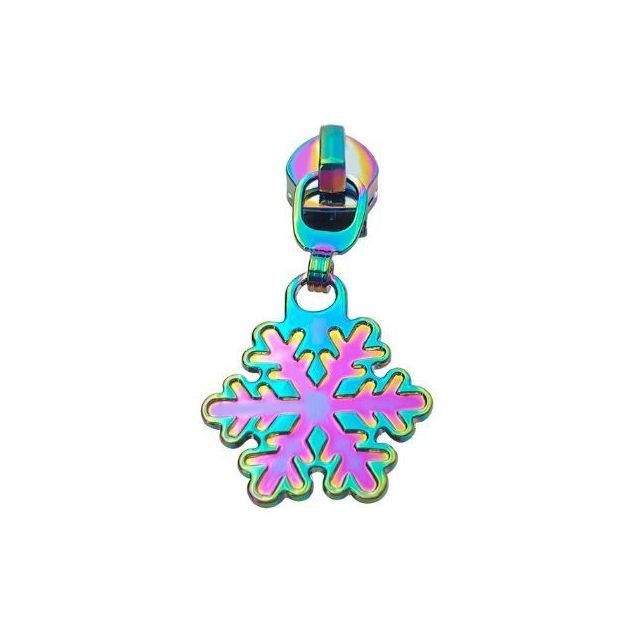 Zipper Pull #5 - Snowflake Style B - Rainbow (Set of 5)