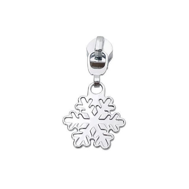 Zipper Pull #5 - Snowflake Style B - Silver (Set of 5)