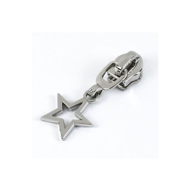 Zipper Pull #5 - Star - Silver (Set of 5)
