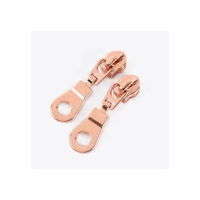 Zipper Pull #5 - Teardrop with Circle - Rosegold (Set of 5)
