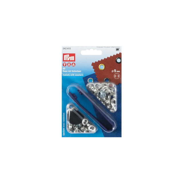 Prym - Eyelets and washers, 5.0mm, silver-coloured