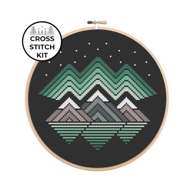 Cross Stitch Kit - Northern Lights by Pigeon Coop
