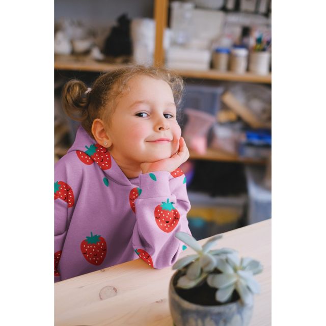 Big Strawberries on Orchid - Soft Sweat Fabric