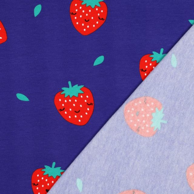 Big Strawberries on Violet - Soft Sweat Fabric