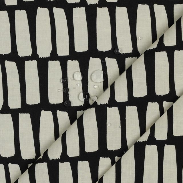 Coated Cotton - Vertical Dashes in Black and White