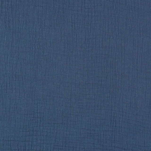 Double Gauze - Solid Indigo Blue col.12- 100% Organic Cotton
