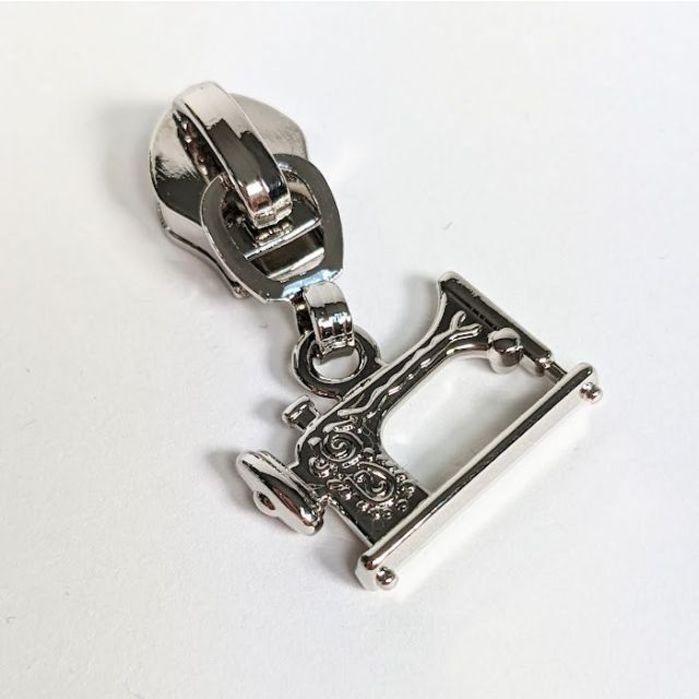 Zipper Pull #5 - Sewing Machine - Silver (Set of 5)