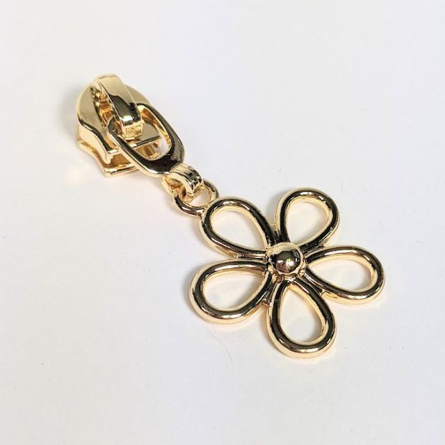 Zipper Pull #5 - Flower - Gold (Set of 5)