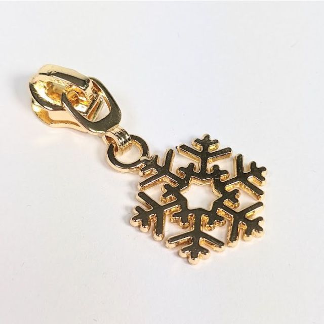 Zipper Pull #5 - Snowflake - Gold (Set of 5)