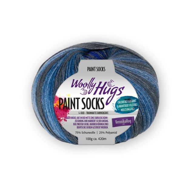 Paint Socks by Woolly Hugs - Made with Mulesing Free Virgin Wool - Col. 205 Denim/Blue - 100g