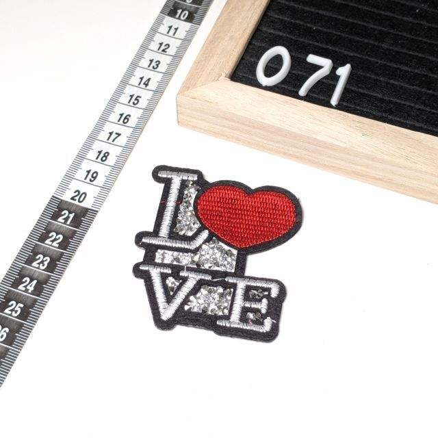 Patch 071 - Love with Red Heart 7x8cm - Iron On