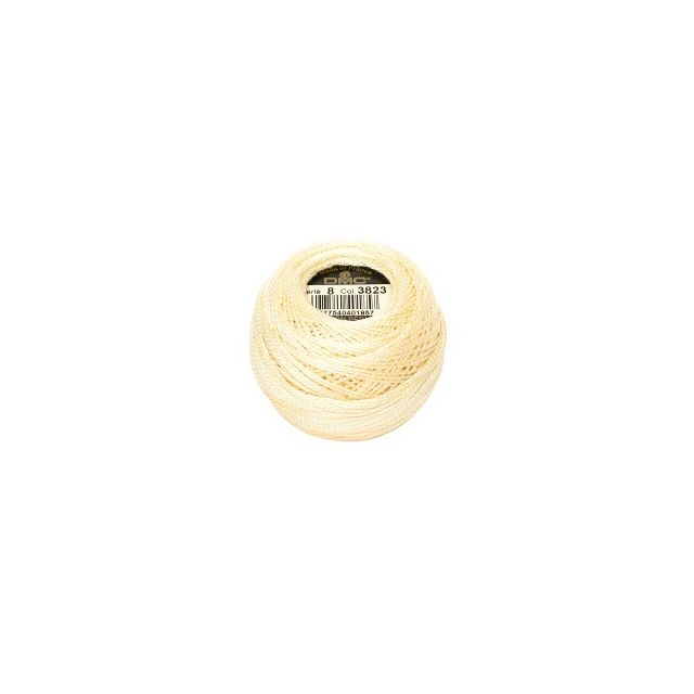 Perle Cotton Ball Size 8 -  Color 3823 Pale Yellow by DMC France (approx. 80m)