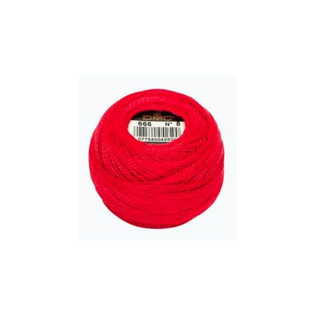Perle Cotton Ball Size 8 -  Color 666 Scarlet Red by DMC France (approx. 80m)