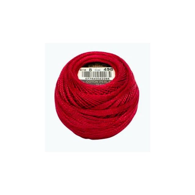 Perle Cotton Ball Size 8 -  Color 498 Red Kiss DMC France (approx. 80m)