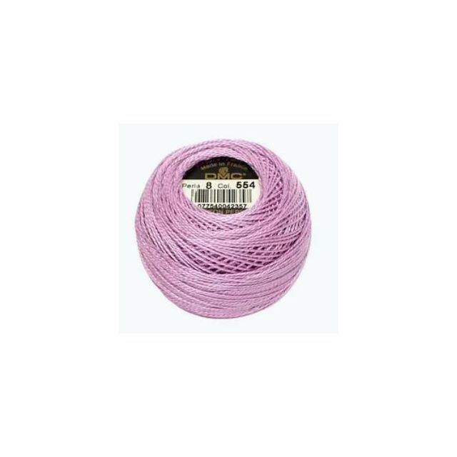 Perle Cotton Ball Size 8 -  Color 554 Pastel Purple DMC France (approx. 80m)