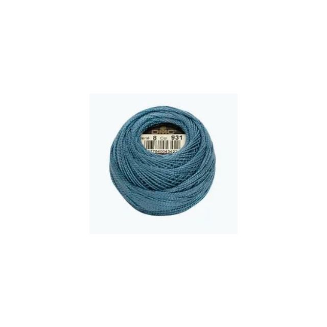 Perle Cotton Ball Size 8 -  Color 931 Blue Grey DMC France (approx. 80m)