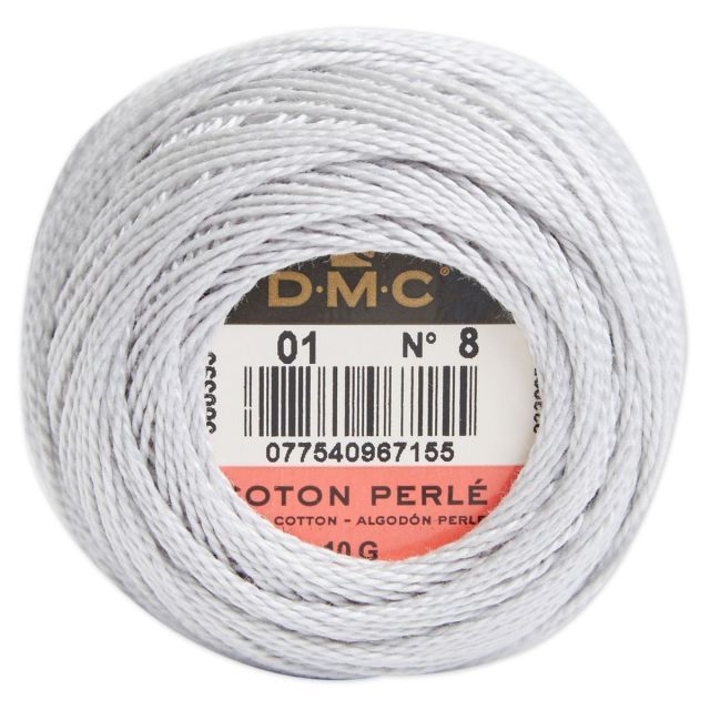 Perle Cotton Ball Size 8 -  Color 001 by DMC France (approx. 80m)