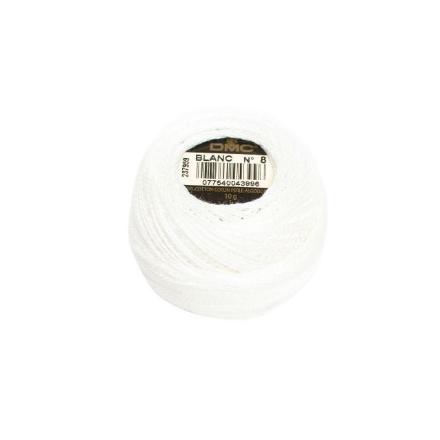 Perle Cotton Ball Size 8 -  Color BLANC by DMC France (approx. 80m)